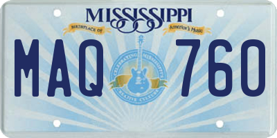 MS license plate MAQ760