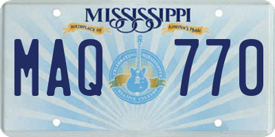MS license plate MAQ770