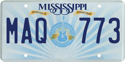 MS license plate MAQ773