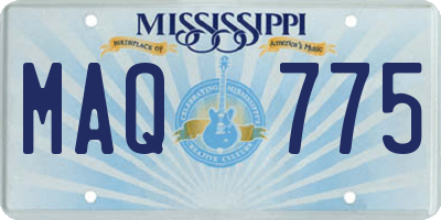 MS license plate MAQ775