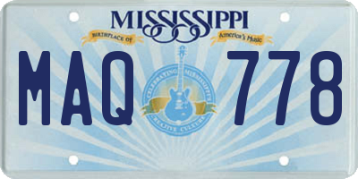 MS license plate MAQ778