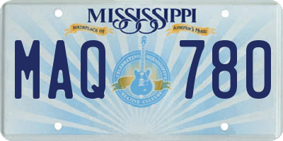 MS license plate MAQ780