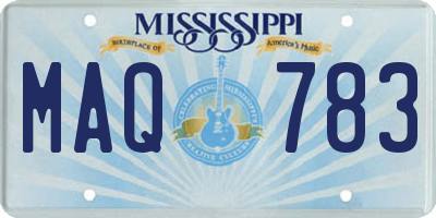 MS license plate MAQ783
