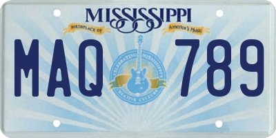 MS license plate MAQ789