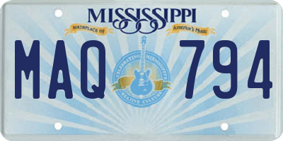 MS license plate MAQ794