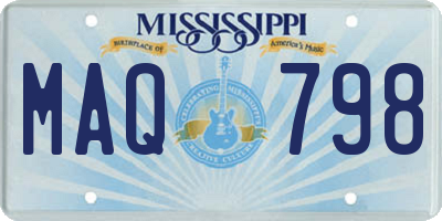MS license plate MAQ798