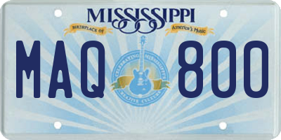 MS license plate MAQ800