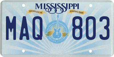 MS license plate MAQ803
