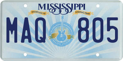 MS license plate MAQ805