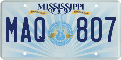 MS license plate MAQ807