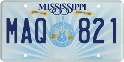 MS license plate MAQ821