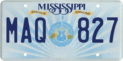 MS license plate MAQ827