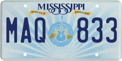 MS license plate MAQ833