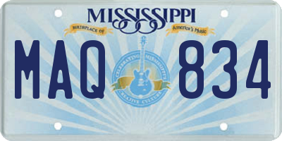MS license plate MAQ834