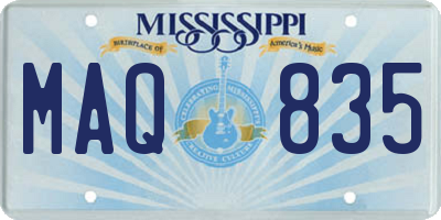 MS license plate MAQ835