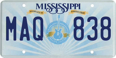 MS license plate MAQ838