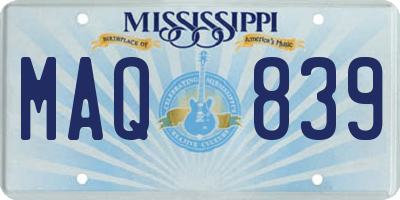 MS license plate MAQ839