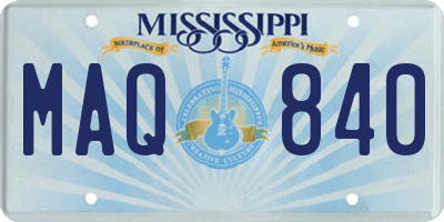 MS license plate MAQ840