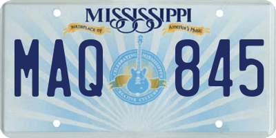 MS license plate MAQ845