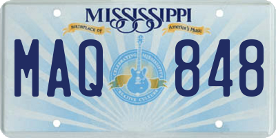 MS license plate MAQ848
