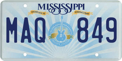 MS license plate MAQ849