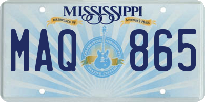 MS license plate MAQ865