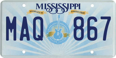 MS license plate MAQ867