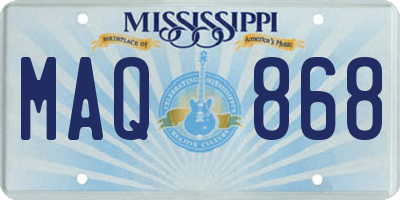 MS license plate MAQ868