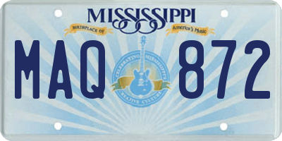 MS license plate MAQ872