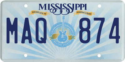MS license plate MAQ874