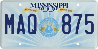 MS license plate MAQ875