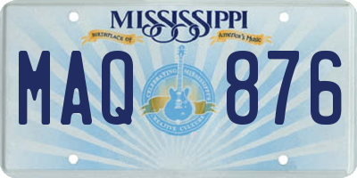 MS license plate MAQ876