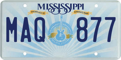 MS license plate MAQ877