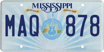 MS license plate MAQ878