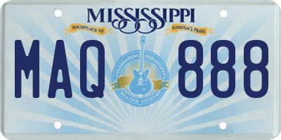 MS license plate MAQ888