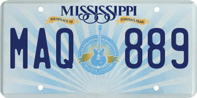 MS license plate MAQ889