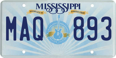 MS license plate MAQ893