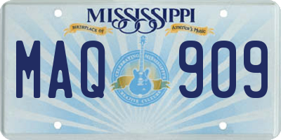 MS license plate MAQ909
