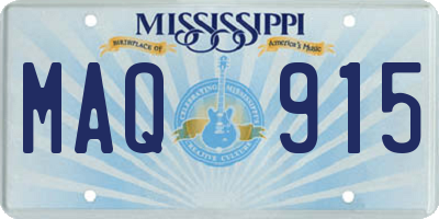 MS license plate MAQ915