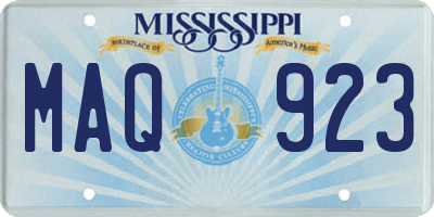 MS license plate MAQ923