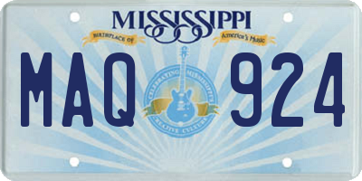 MS license plate MAQ924