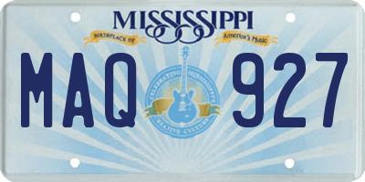 MS license plate MAQ927