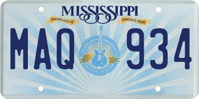 MS license plate MAQ934