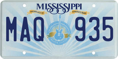 MS license plate MAQ935