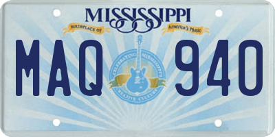MS license plate MAQ940