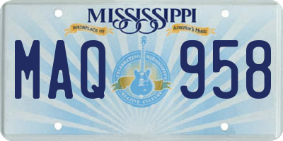 MS license plate MAQ958