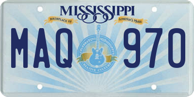 MS license plate MAQ970