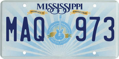MS license plate MAQ973