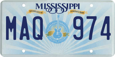 MS license plate MAQ974