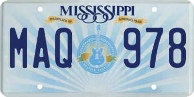 MS license plate MAQ978